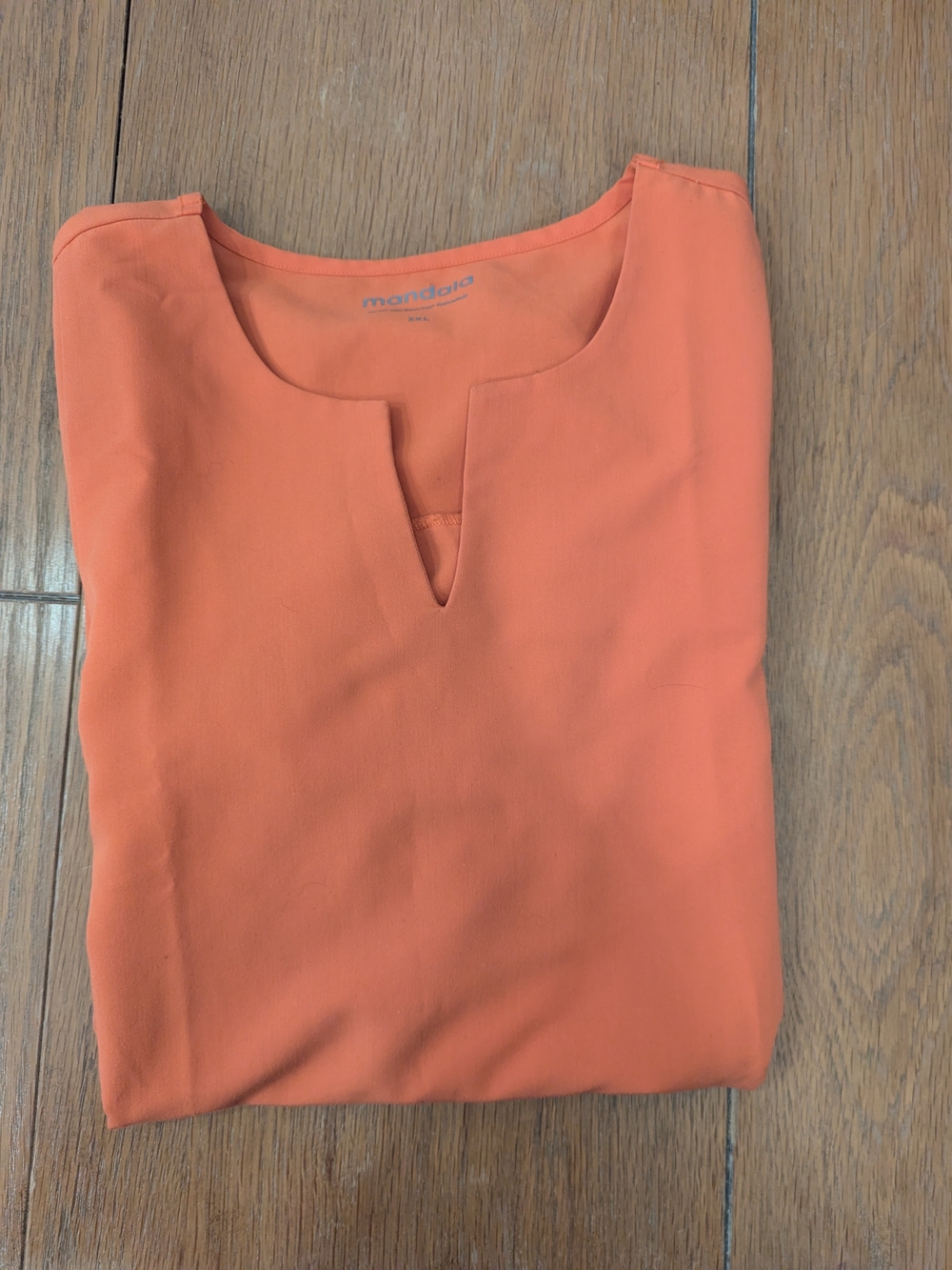 Mandala Split-Neck Women's Top in Bright Orange Scrub Top 2XL